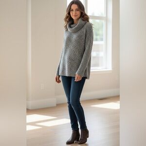 Natural Reflections Size M loose turtleneck sweater in multi colors